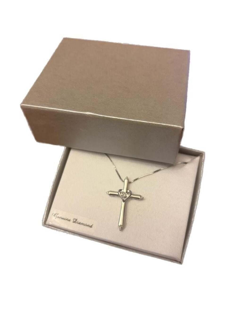 Kohl's Sterling Silver Diamond Accent Heart Cross Pendant Necklace, 18" - Picture 2 of 3